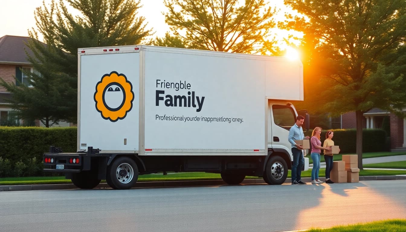 Long distance moving company assisting a family in packing boxes for their new home.