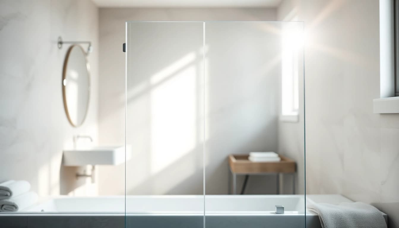 Enhance your bathroom with a semi-frameless shower screen showcasing elegance and modern design.