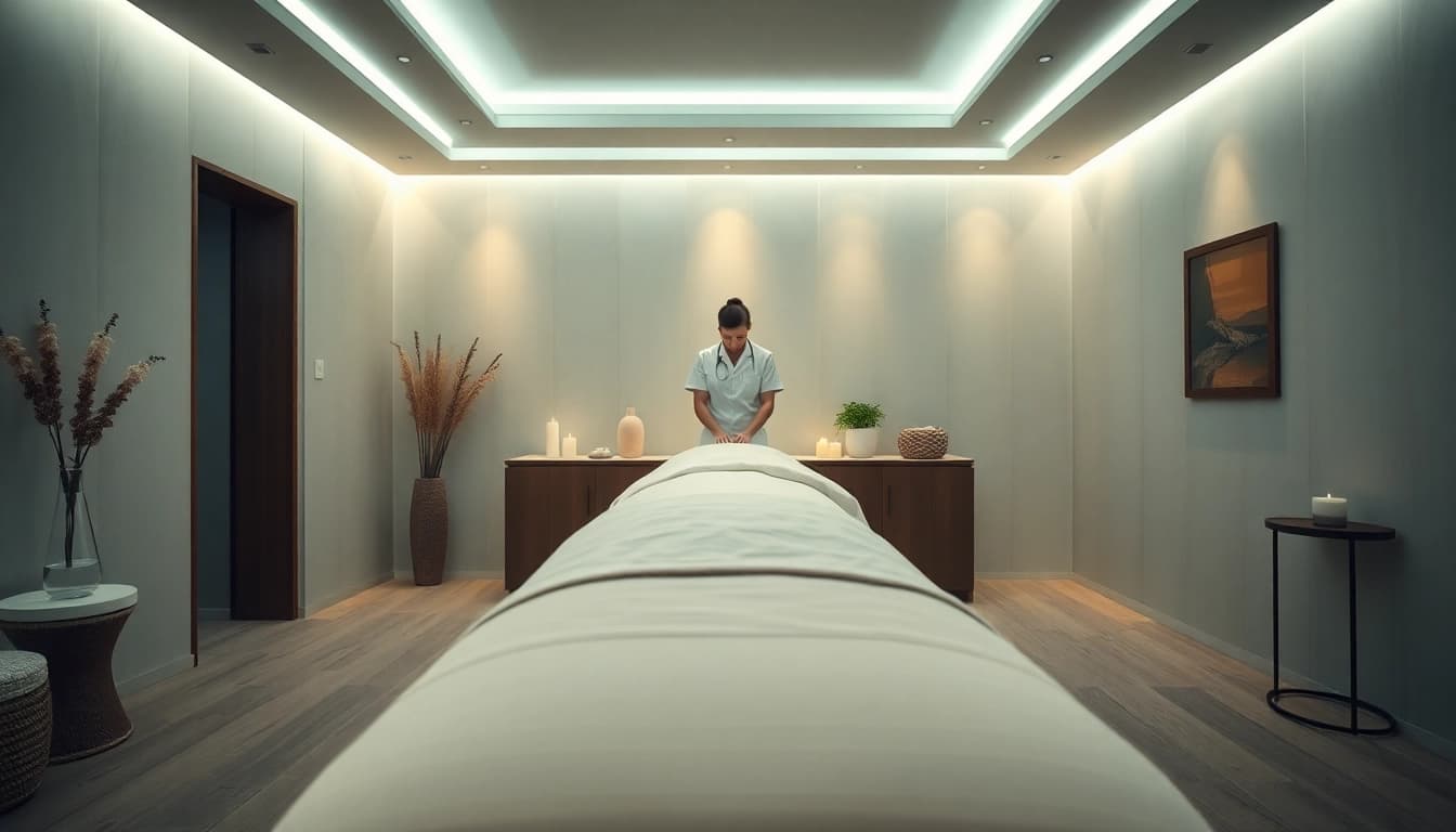 편안한 분위기와 전문적인 설정이 있는 청라마사지 치료실.