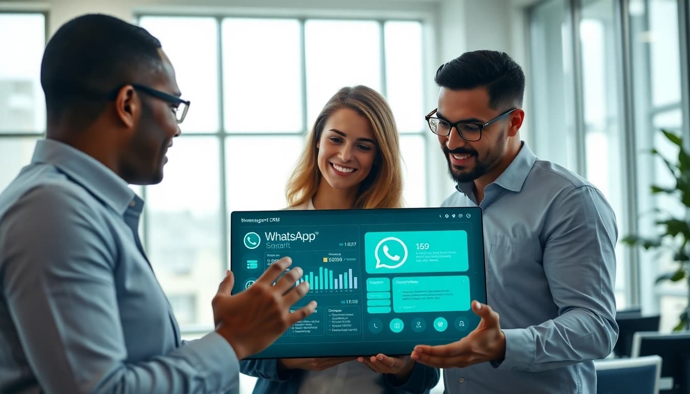 Engaged team using WhatsApp Smart CRM to enhance communication efficiency.