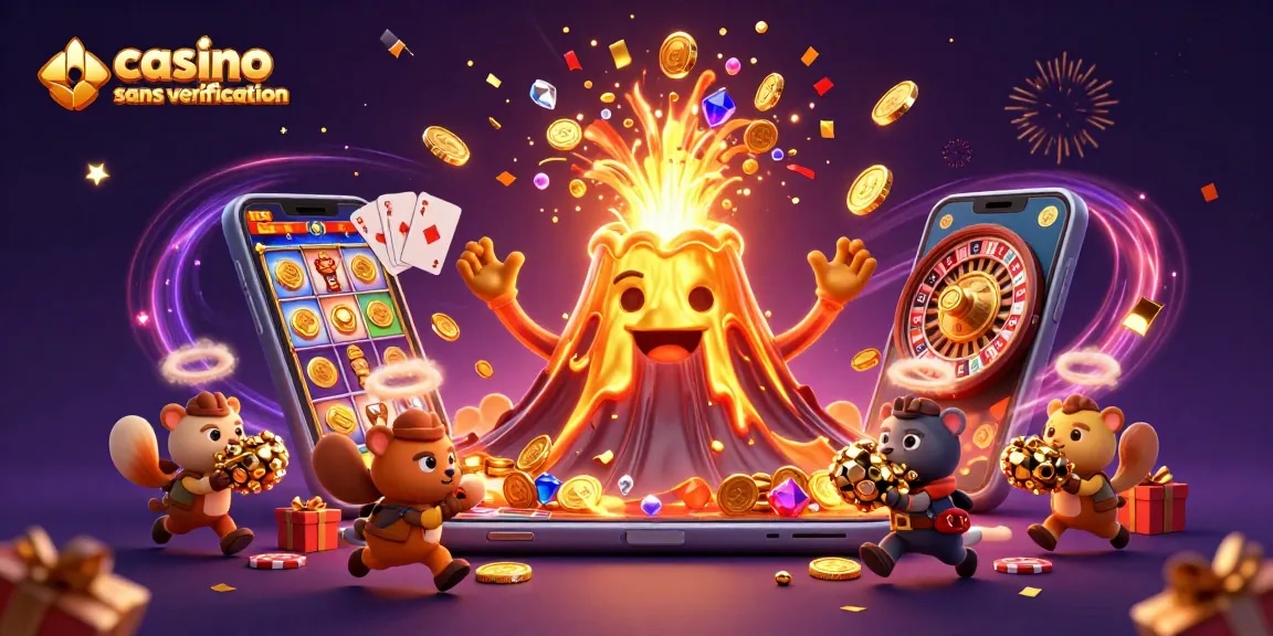 Plongez dans l'univers des casinos sans vérification en découvrant un volcan triomphant au milieu d'une pluie de trésors.