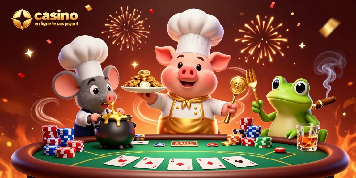 Profitez des pièces d'or et de l'animation festive au casino en ligne le plus payant dans cette illustration haute en couleur.