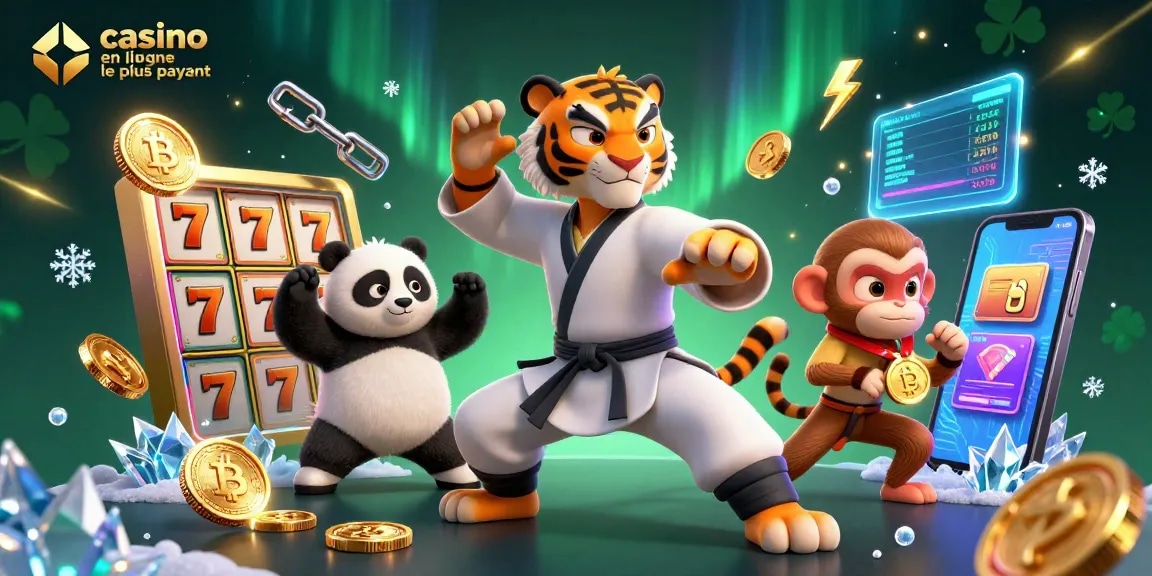 Jouez sur le casino en ligne le plus payant avec un tigre kung fu, un panda et un singe malicieux.