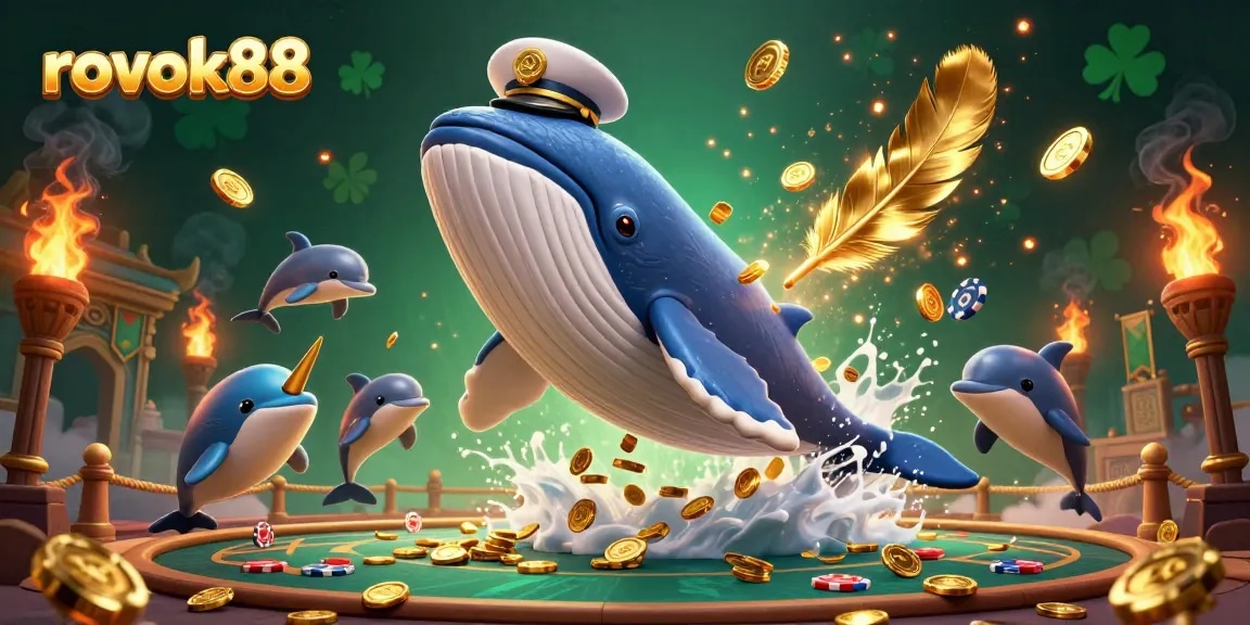 Experience the thrill with rokok88 and casino elements in a vibrant 3D underwater scene.