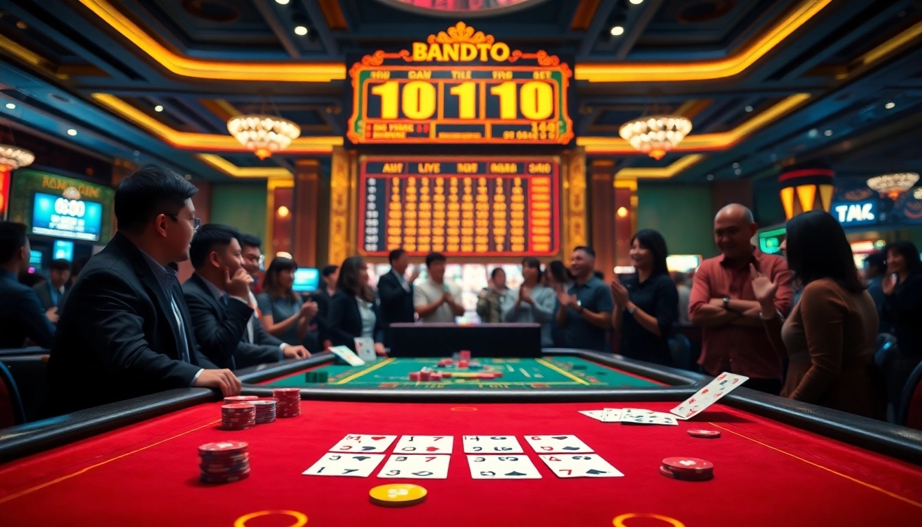 Menyaksikan hasil bandar toto macau dengan pemain excited di kasino yang meriah.