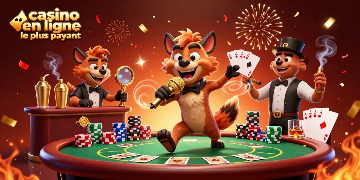 Jouez au casino en ligne le plus payant avec des hyènes animées et dynamiques à la fête.