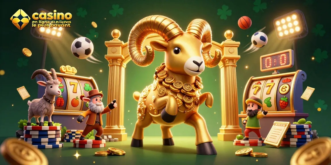 Découvrez le casino en ligne le plus payant avec un bélier doré et des éléments de jeu en action.