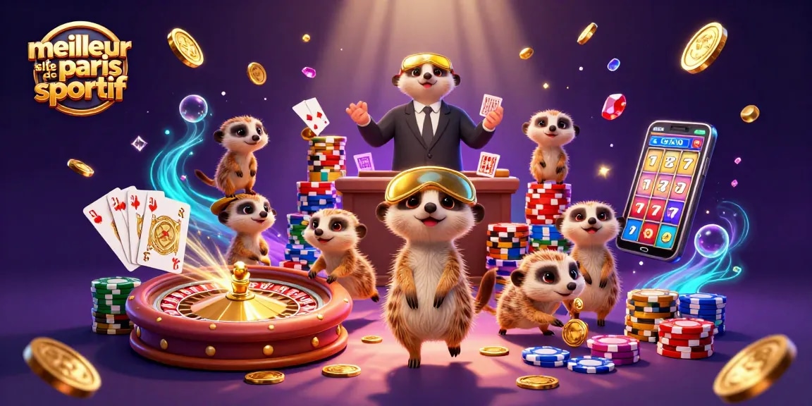 Visuel de suricates dans un casino illustrant le meilleur site de paris sportif en action.
