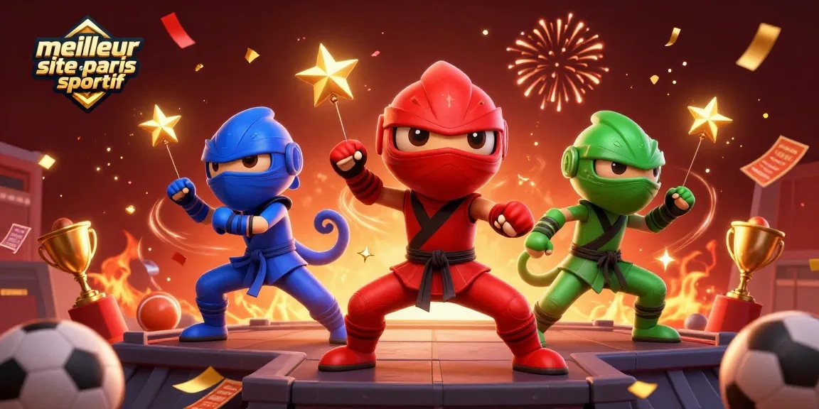 Le meilleur site de paris sportif propose des actions épiques avec des chameleons ninja dans une scène vibrante.
