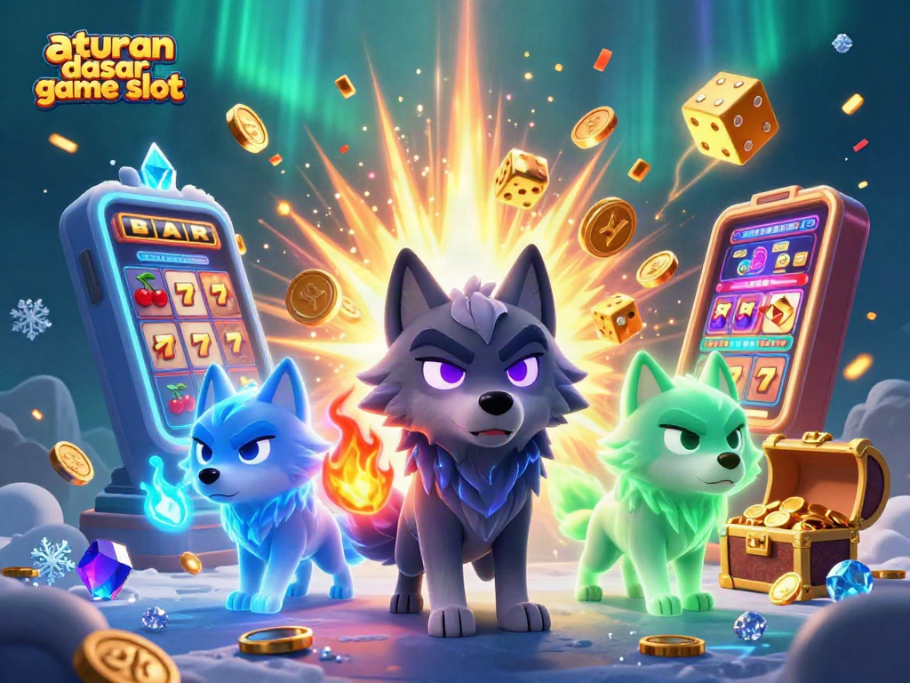 Memahami aturan dasar game slot dengan tampilan slot 3D yang menarik dan simbol permainan berkilau.