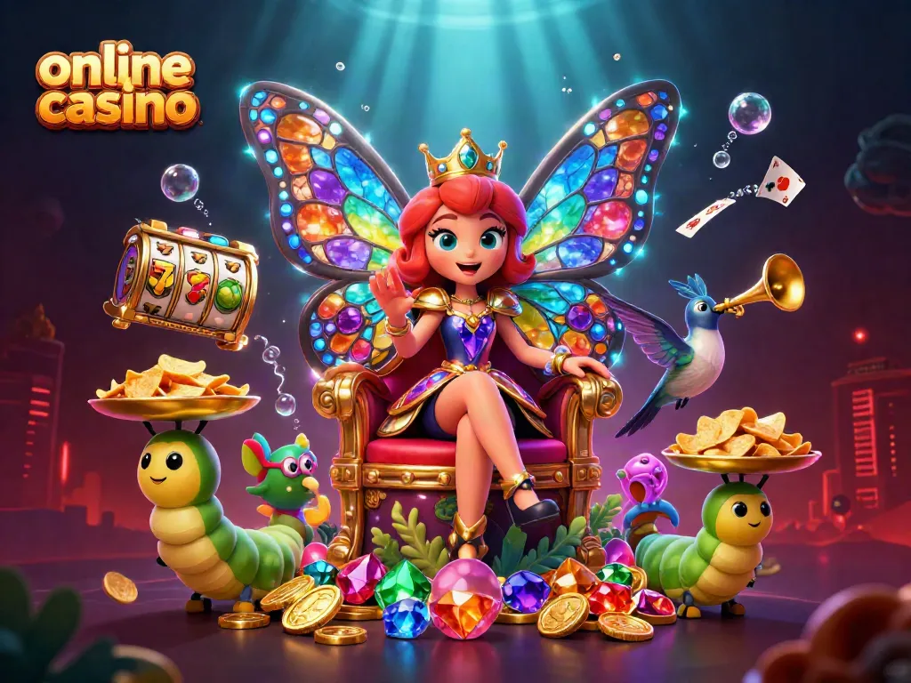 Gioca nei migliori casino online per vincere con slot, dadi e jackpot in un'illustrazione vibrante.