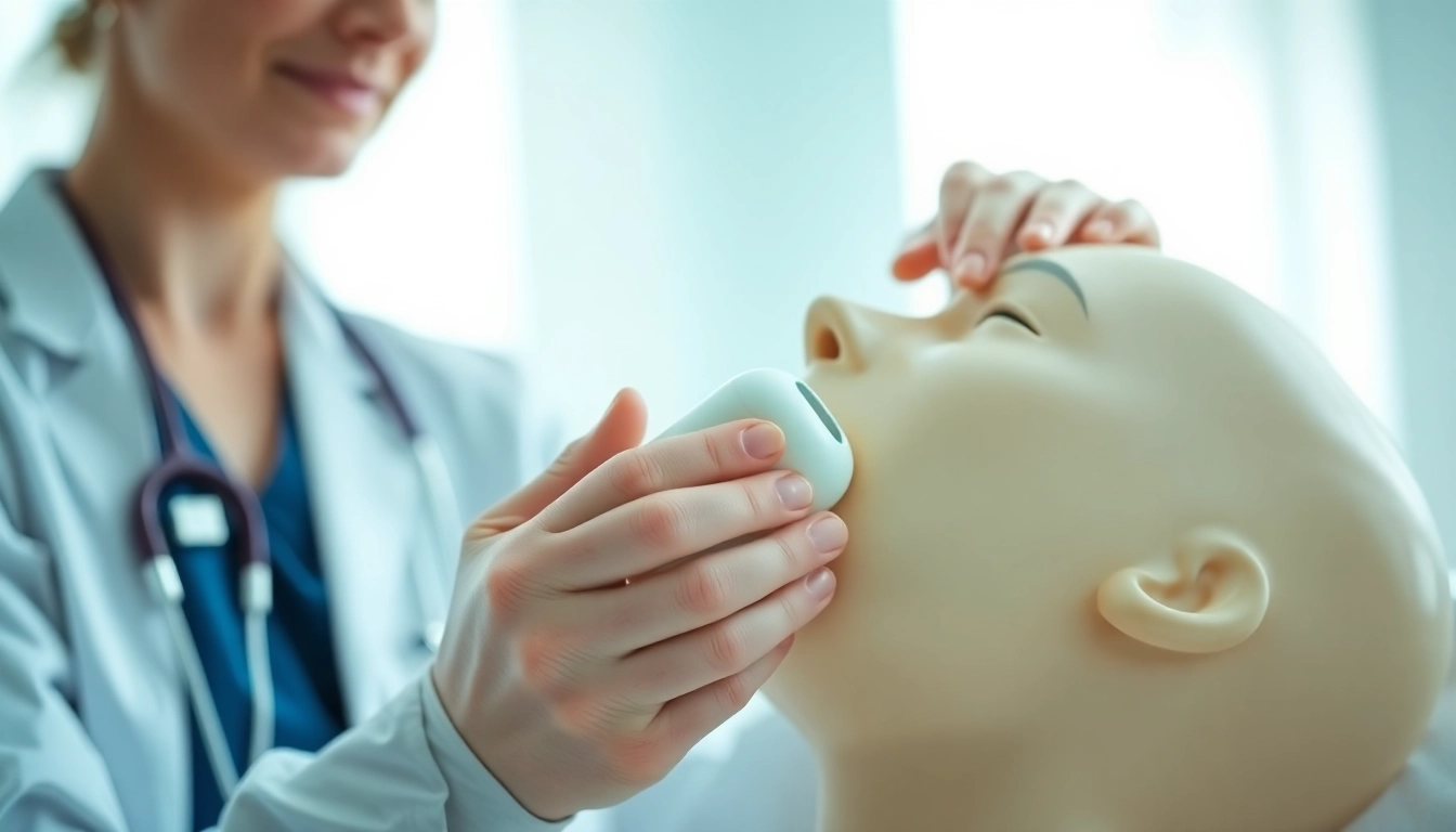 Demonstration of a choking rescue device in use, showcasing safe airway clearing techniques.