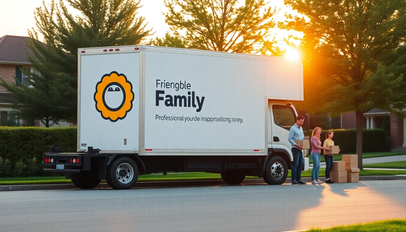Long distance moving company assisting a family in packing boxes for their new home.