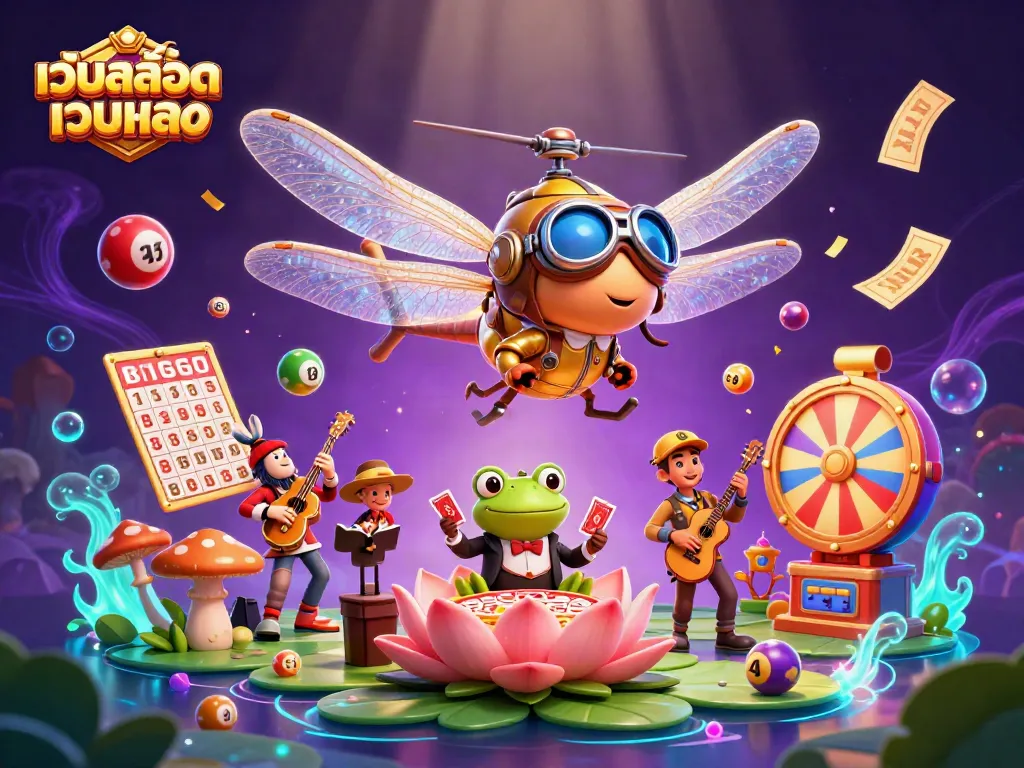 เล่นเกมในเว็บสล็อตเว็บตรง โดยมีตัวละครมังกรบินและเจ้ามือ蛙สุดเจ๋ง