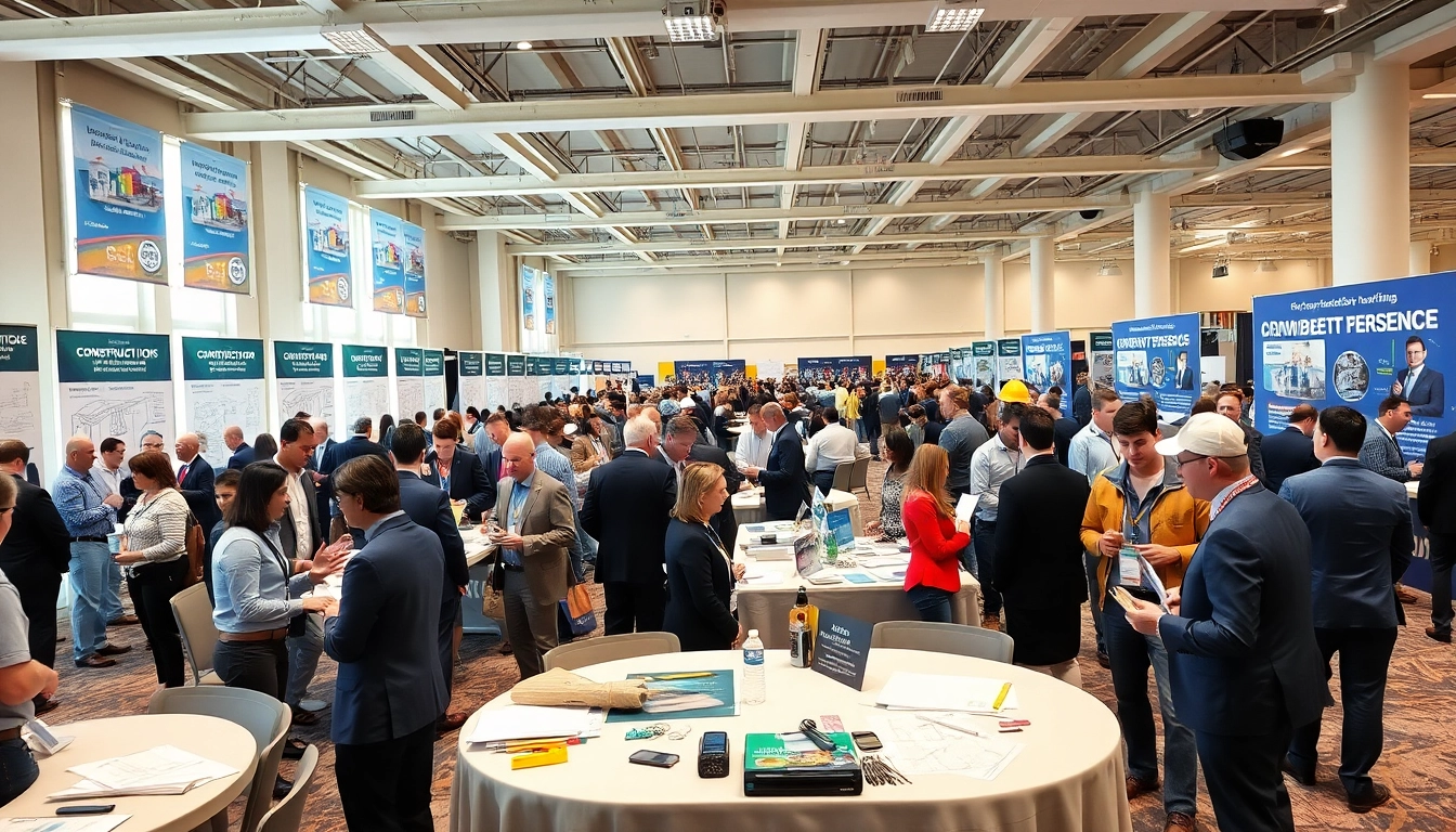 Engaging construction networking events with attendees sharing knowledge and ideas.