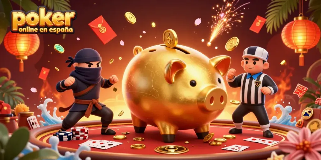Poker online en España, disfruta de una emocionante partida con una mesa de póker y premios en un entorno vibrante.