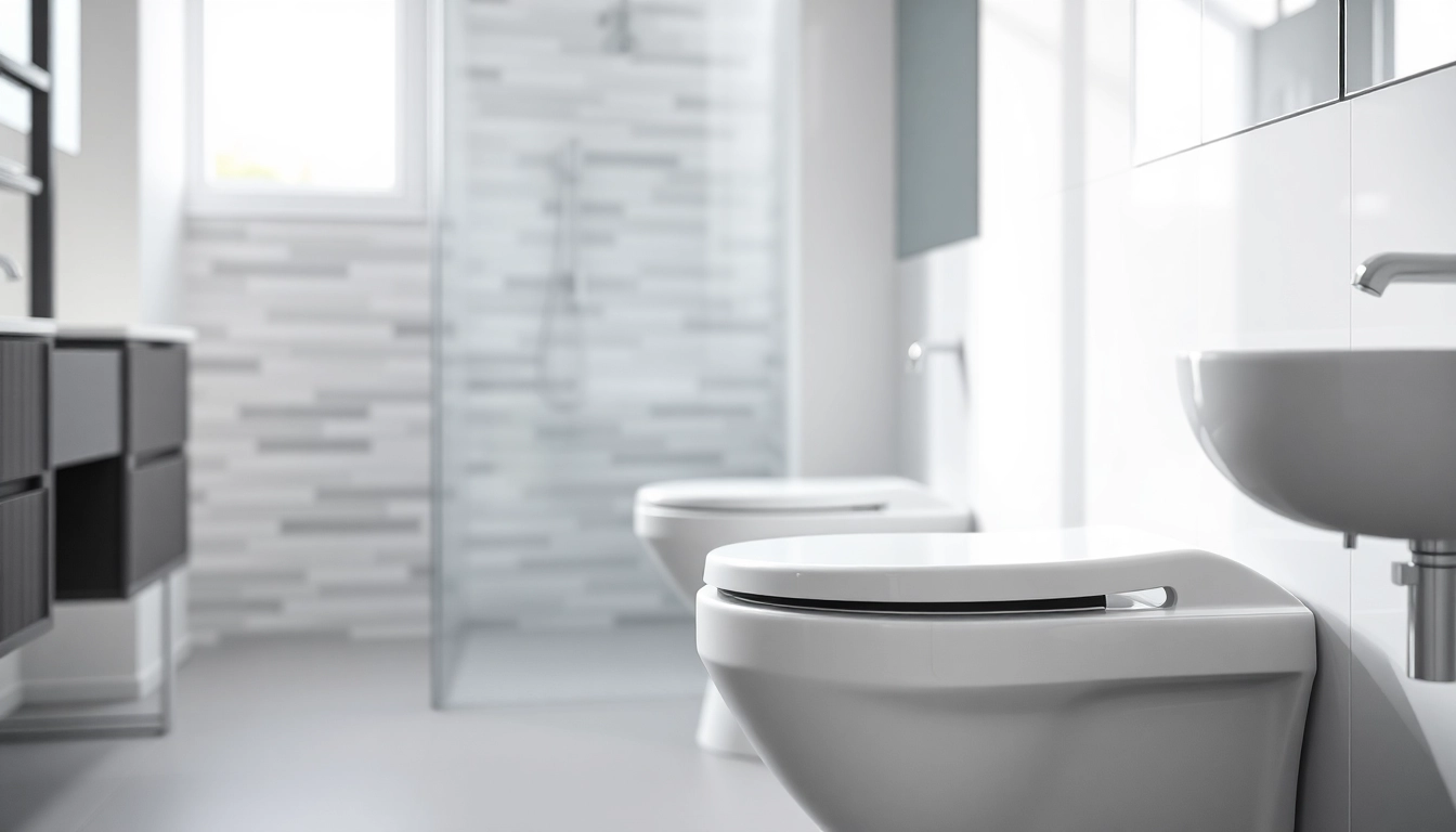 Presentazione elegante del copri wc in un moderno bagno con finiture lucide.