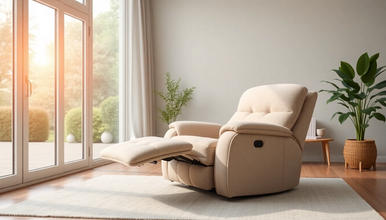 Relax in a comfortable sleeping recliner chair with a serene garden view.