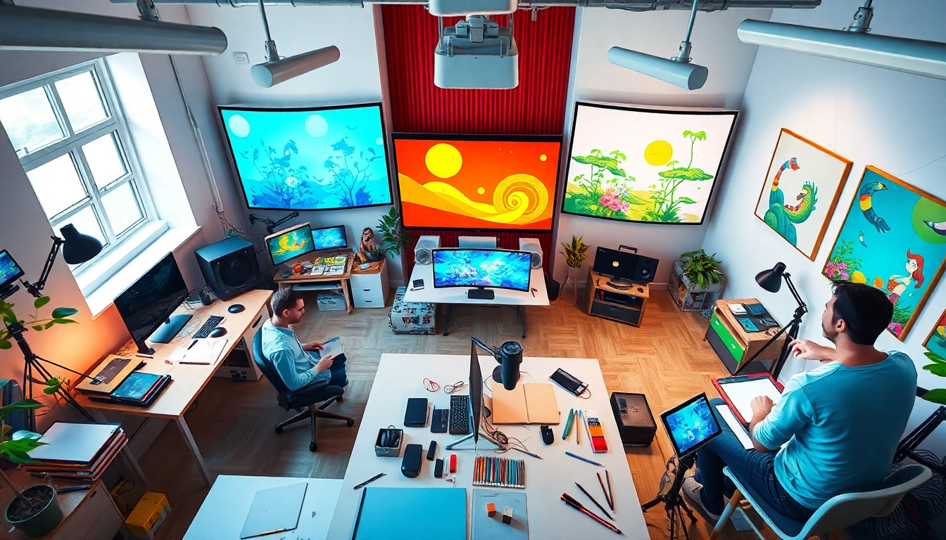 Animation Studio Berlin creating vibrant animations in a dynamic creative workspace.