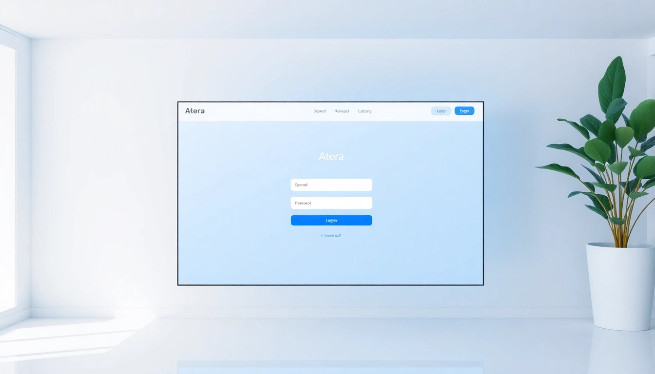 Atera login interface showcasing secure access methods and user features.