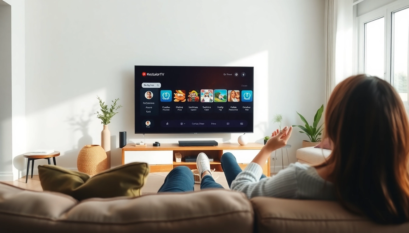 Experience Duplex IPTV seamlessly through a modern TV setup in a cozy living room.