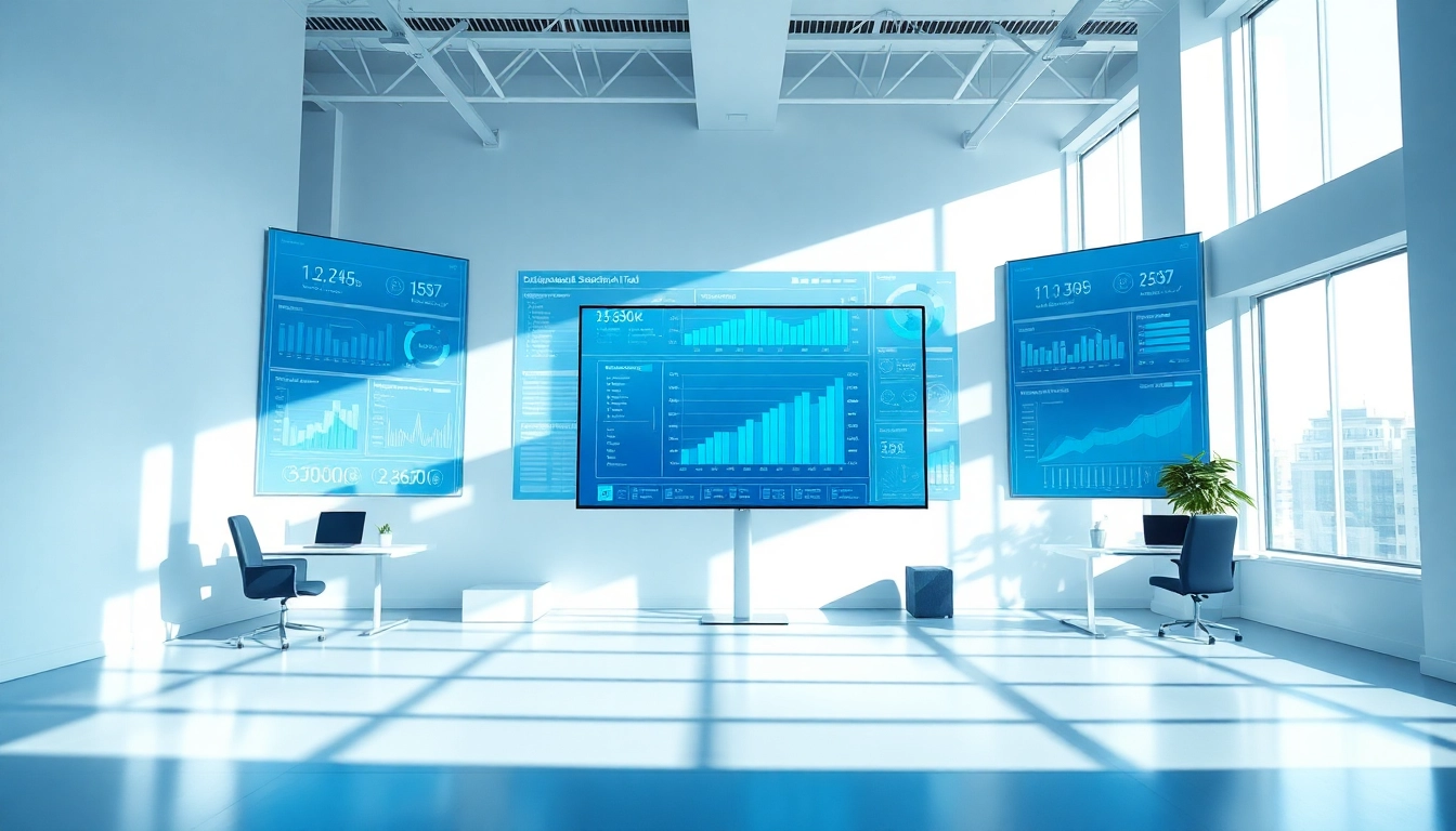 Utilizing enterprise search ai in a modern data analytics office with digital visualizations.