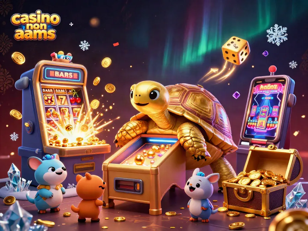 Scopri i casino non AAMS con un'illustrazione vivace, slot machine e giochi emozionanti.