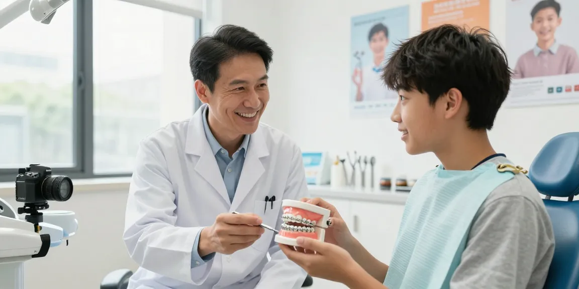Teen patient exploring metal braces for teens Hawthorn with orthodontist in a bright, welcoming clinic.
