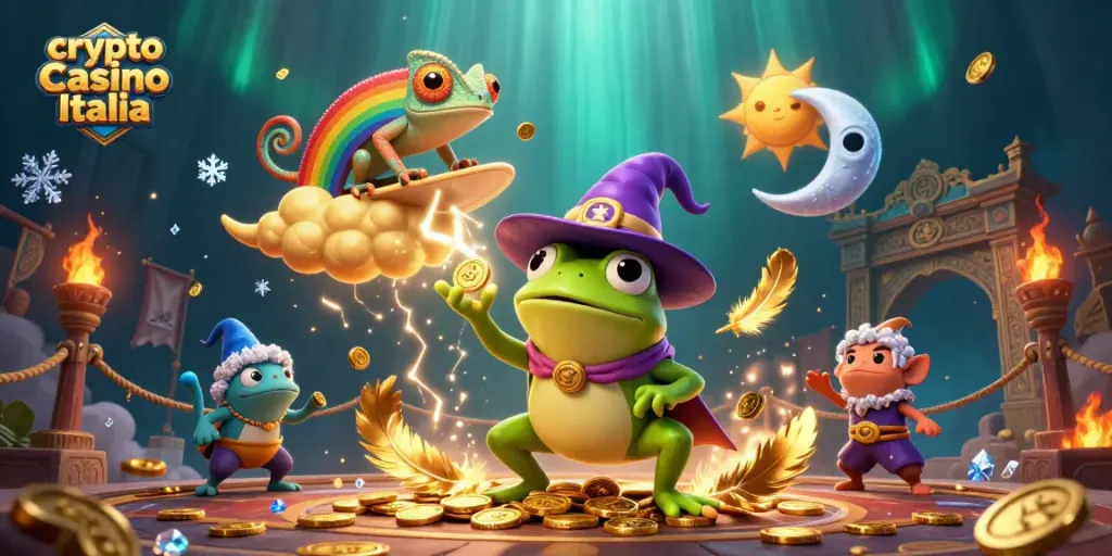 Gioca in un crypto casino Italia con atmosfera magica e premi dorati.