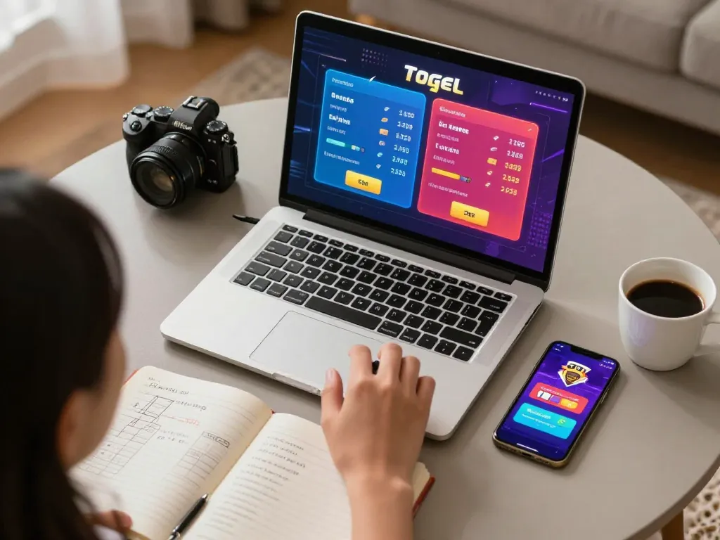 Engaging in GTA Togel online gaming with a vibrant interface and strategy notes.