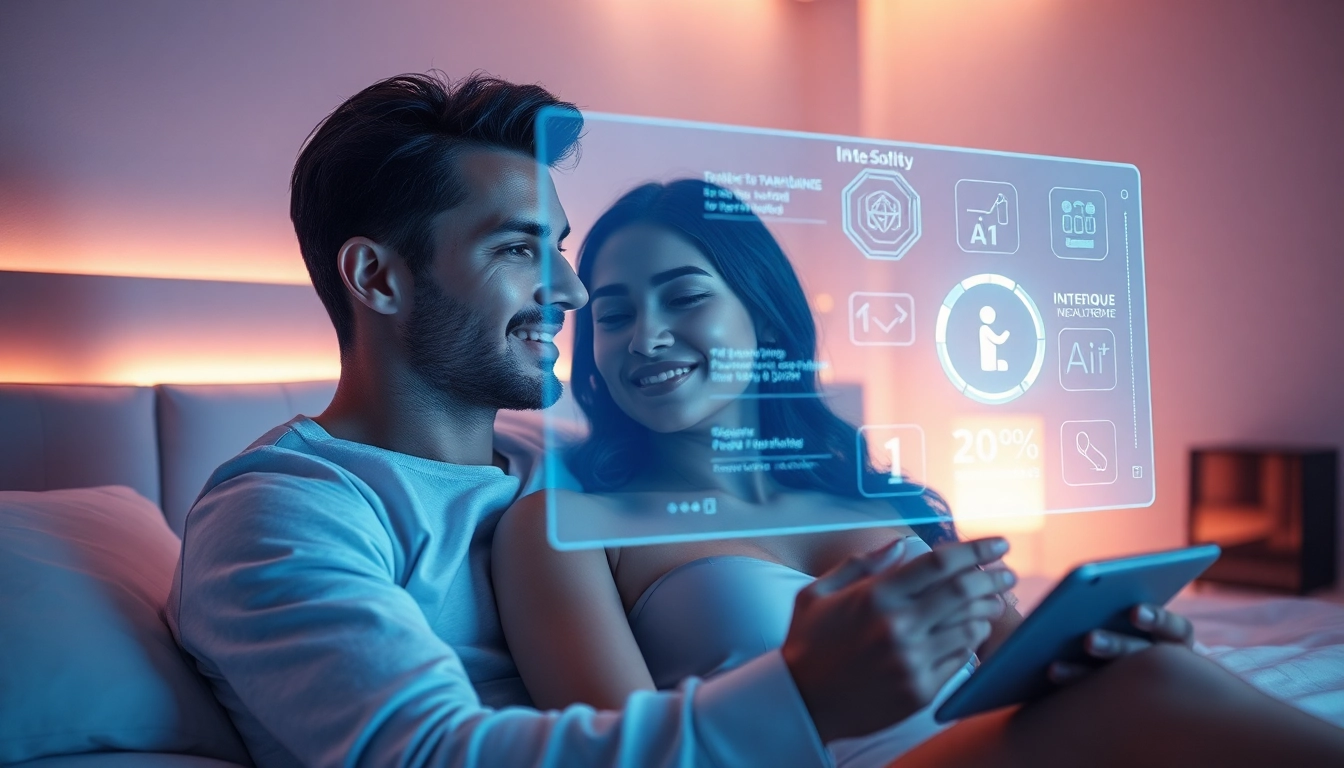 ai sex technology enhancing intimacy in a futuristic bedroom