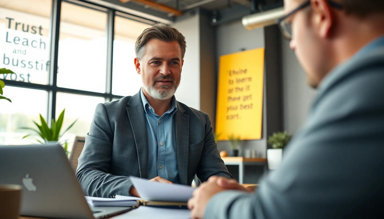 Business coach los Angeles offering guidance in a bright office space with a welcoming atmosphere.