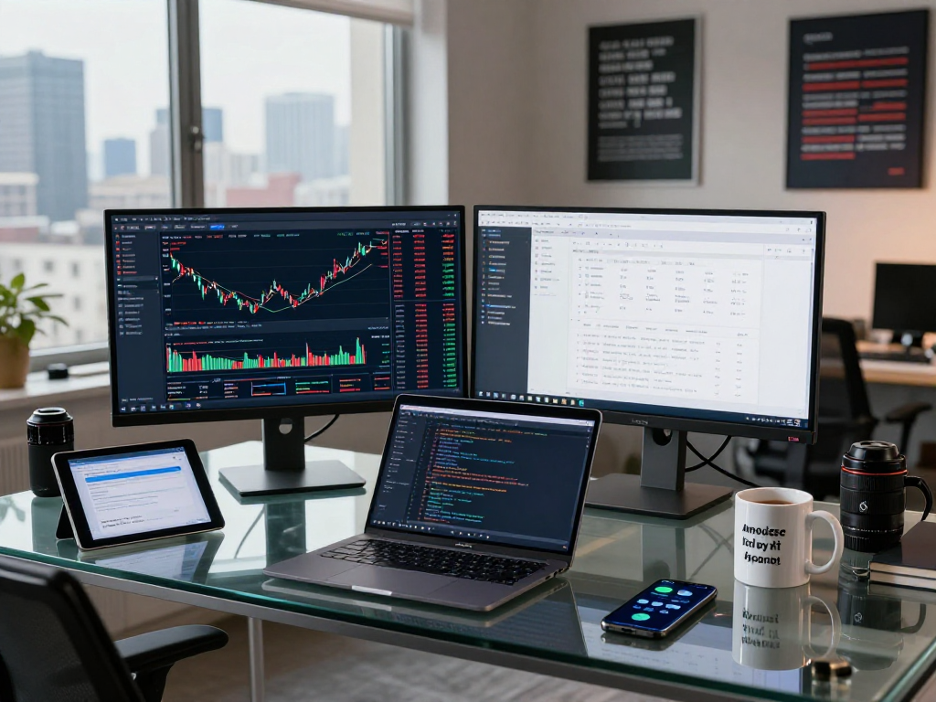 Developer coding for the India stock real-time API in a modern workspace, showcasing live market data.