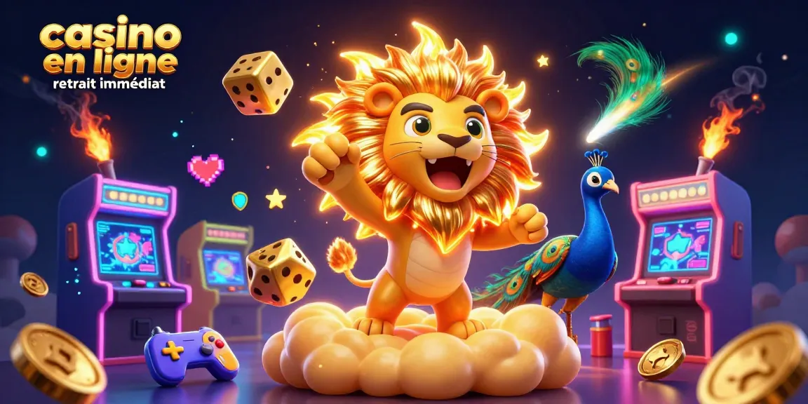 Gagnez avec casino en ligne retrait immédiat en profitant d'une illustration dynamique de jeux classiques et de chance.