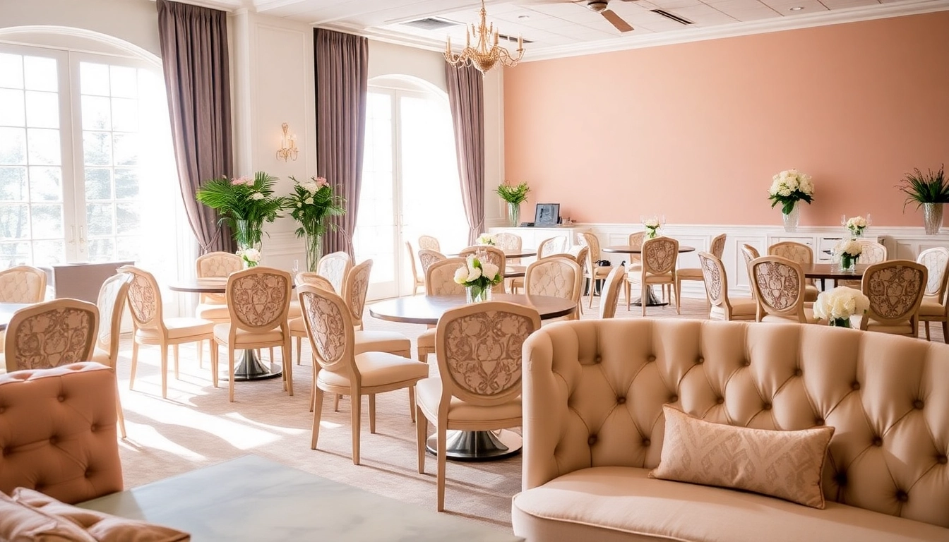 Stunning event furniture rentals set in an elegant venue with bright lighting and stylish arrangements.