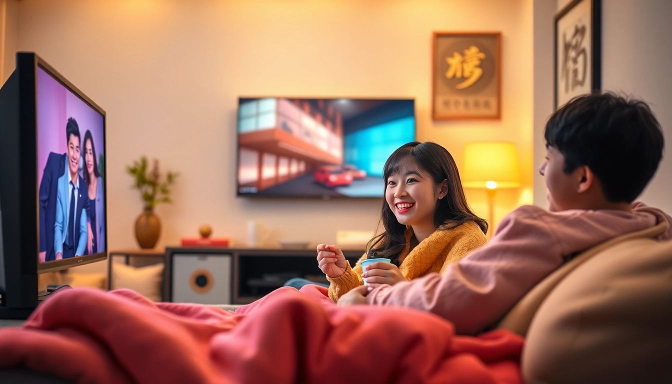 Enjoy a cozy moment as you watch Korean drama online in a well-decorated living room.
