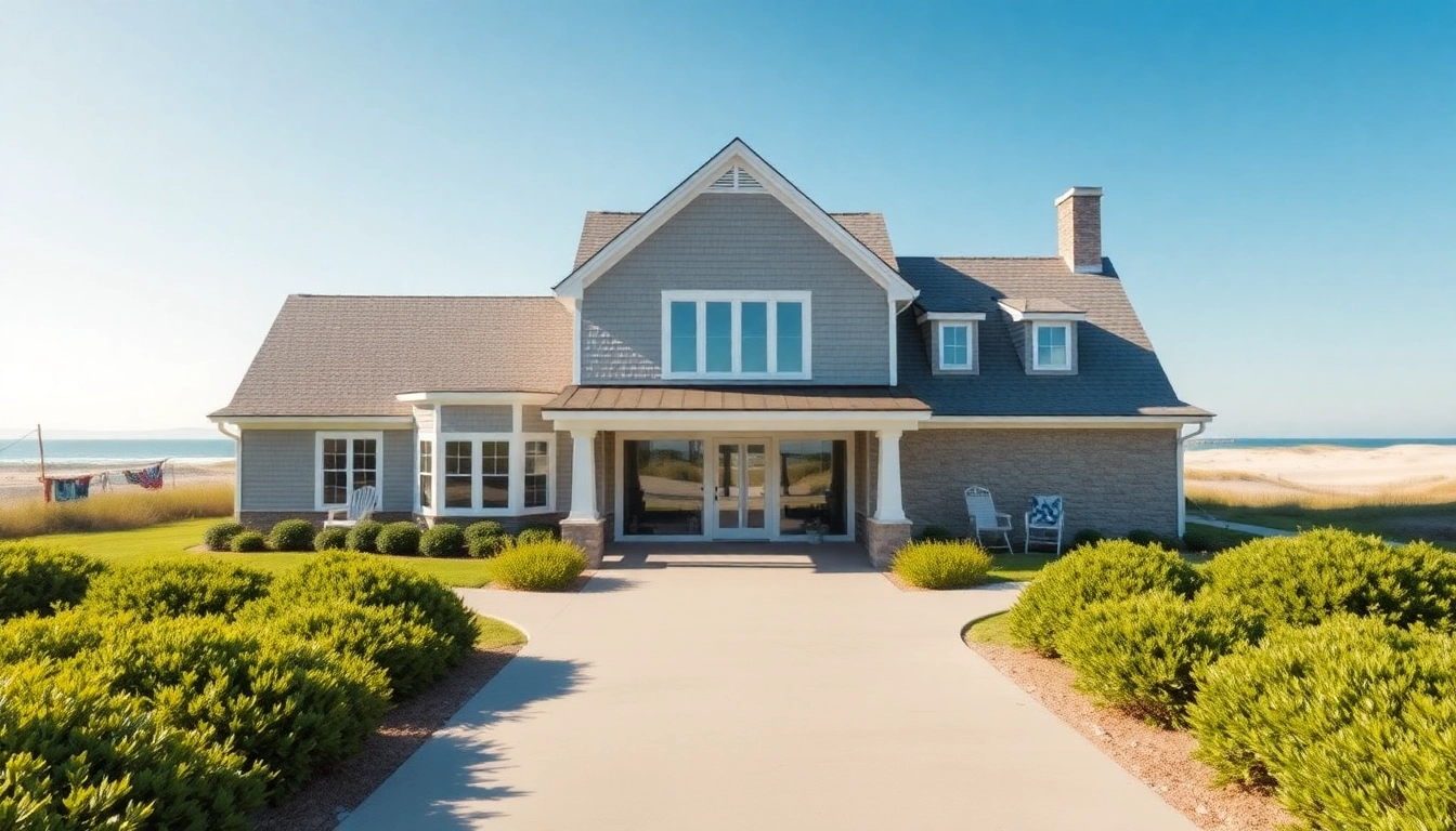 Cape Cod home featuring an attached garage and coastal views, showcasing modern architecture.