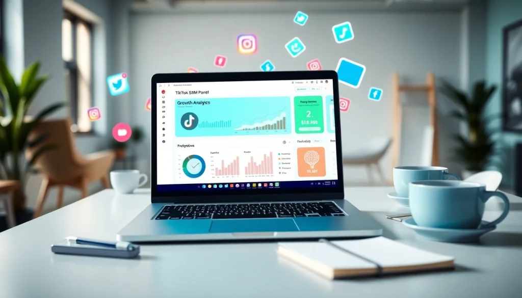 Boost TikTok presence using a dynamic TikTok smm panel dashboard in a modern workspace.