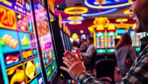 Menangi slot gacor dengan antusias di kasino yang ramai dan cerah.