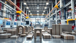 Showcase of ferrite magnets manufacturer in china with extensive machinery in a professional factory setting.