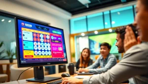 Menampilkan pemain yang antusias dalam togel online di antarmuka permainan yang modern.