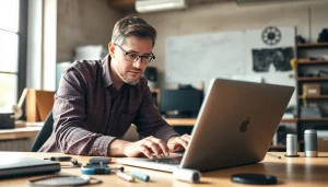 Expertly providing computer help near me in a bright tech workspace.