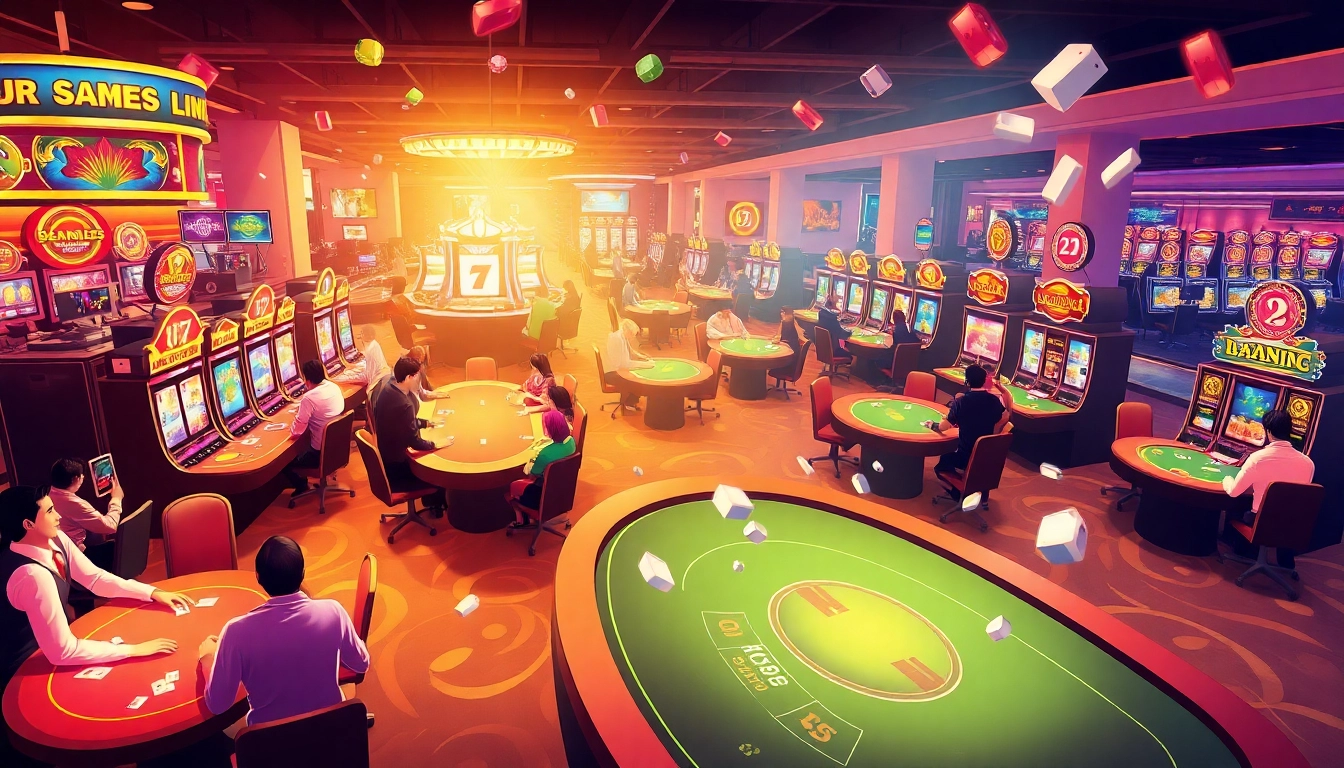KJC AC 3: A lively casino scene showcasing poker tables, slot machines, and vibrant gaming action.