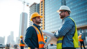 Skilled Manhattan Commercial General Contractor managing a busy urban construction site with workers and modern machinery.