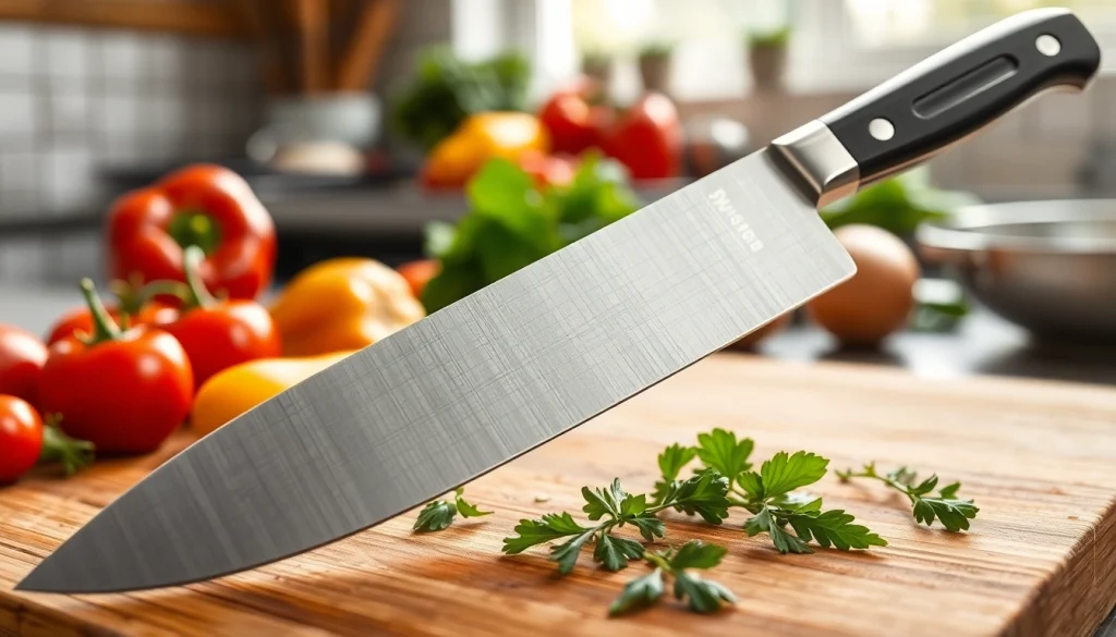 Learn how to choose a chef’s knife with essential features highlighted in a vibrant kitchen setting.