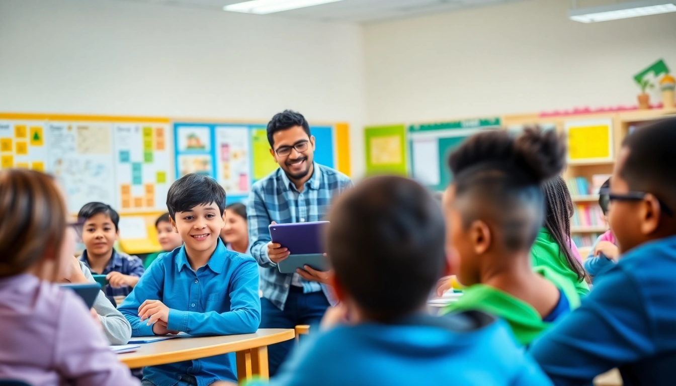 Engaged students in a classroom setting focusing on Education with interactive tools.