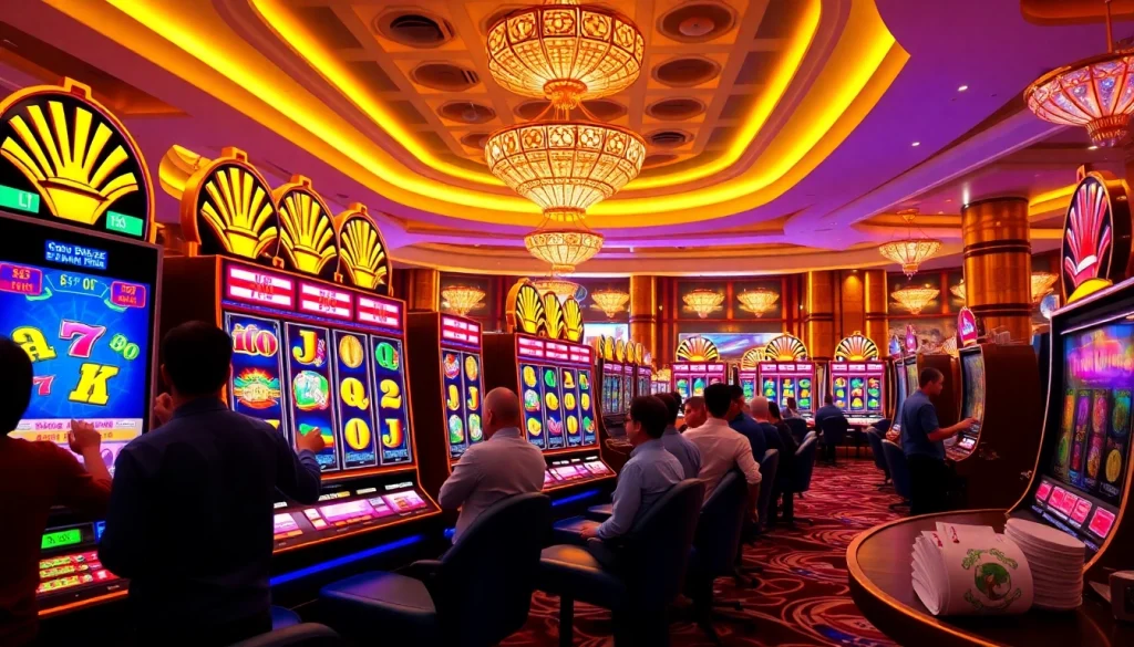 Menang besar di bro138 slot dengan latar belakang kasino yang meriah.