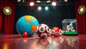 Togel resmi di acara undian lotre dengan bola berwarna-warni dan mesin transparan.