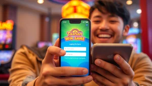 Tashan login process: diverse player accessing Tashan Win Game on smartphone with enthusiasm.