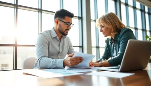 Engaging discussion on wealth management San Antonio with a financial advisor in a modern office.